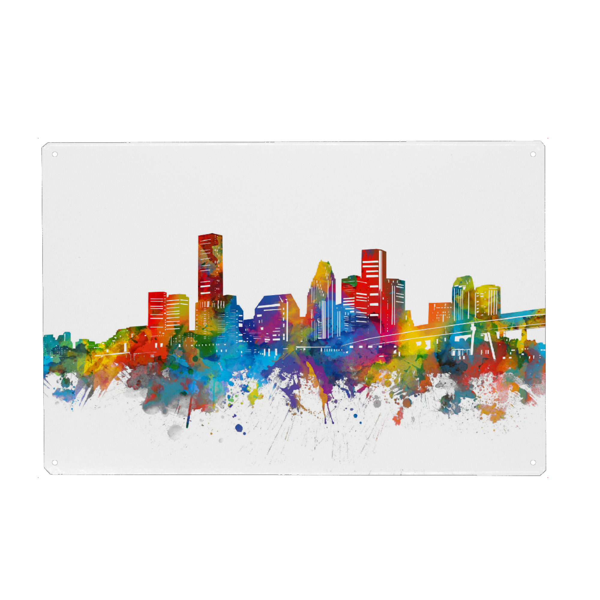 Metall Poster "Houston skyline watercolor" artboxONE - Städte - Houston,Texas,Cityscape,Skyline,Usa,America,Silhouette,Urban,Artistic,Colorful,City