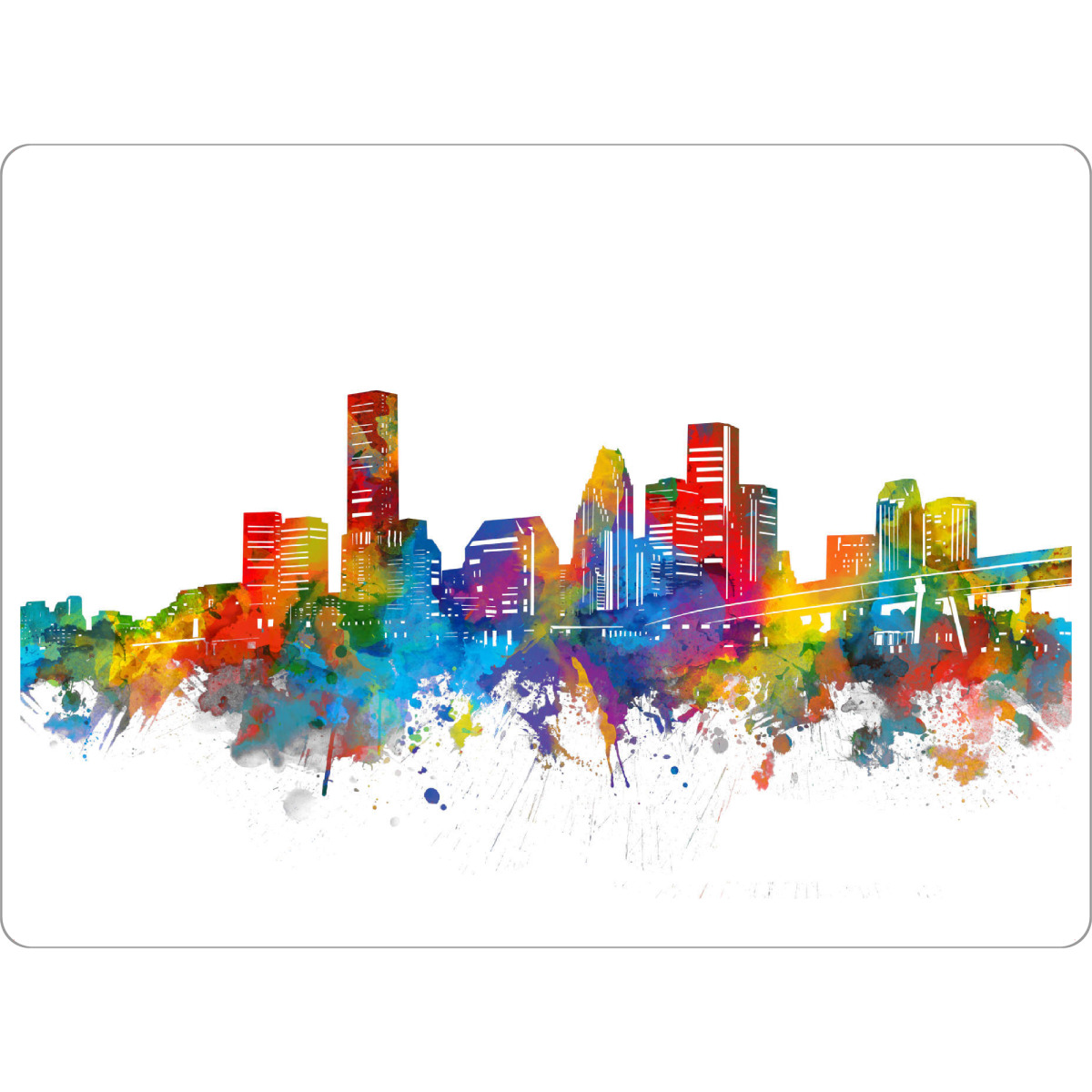 Tischset "Houston skyline watercolor" artboxONE - Städte - Houston,Texas,Cityscape,Skyline,Usa,America,Silhouette,Urban,Artistic,Colorful,City