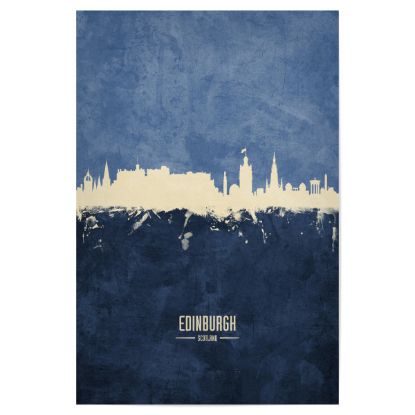 Poster 30x20 cm "Edinburgh Skyline Navy" artboxONE - Städte - Edinburgh,Scotland,Skyline,Cityscape,Painting,Watercolour,Stadtbild