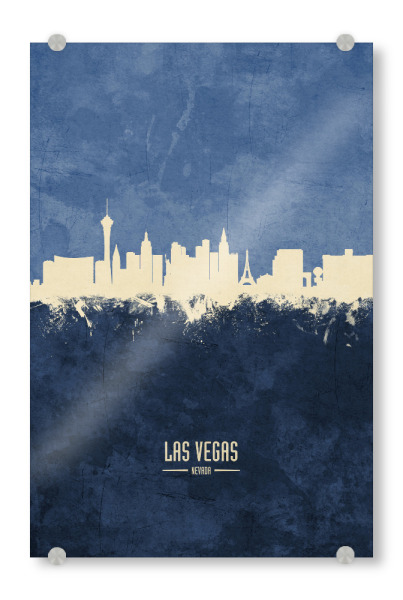 Acrylglasbild "Las Vegas Skyline Navy" artboxONE - Städte / Las Vegas - Las vegas,Nevada,Watercolour