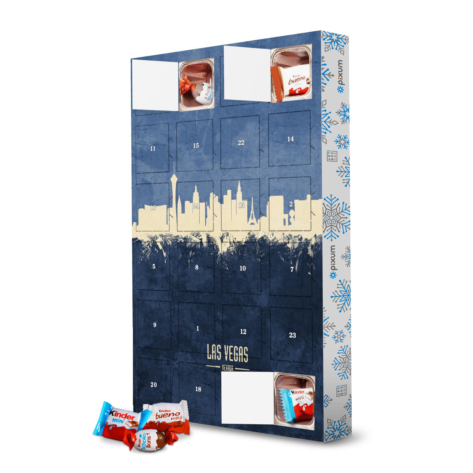 Adventskalender mit Produkten von Kinder Las Vegas Skyline Navy artboxONE Adventskalender Städte / Las Vegas
