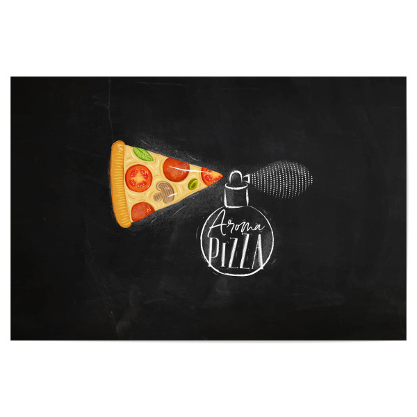 Poster 30x20 cm "Aroma pizza chalk" artboxONE - Essen & Trinken,Schwarzweiß - Pizza,Parfume,Aroma,Retro