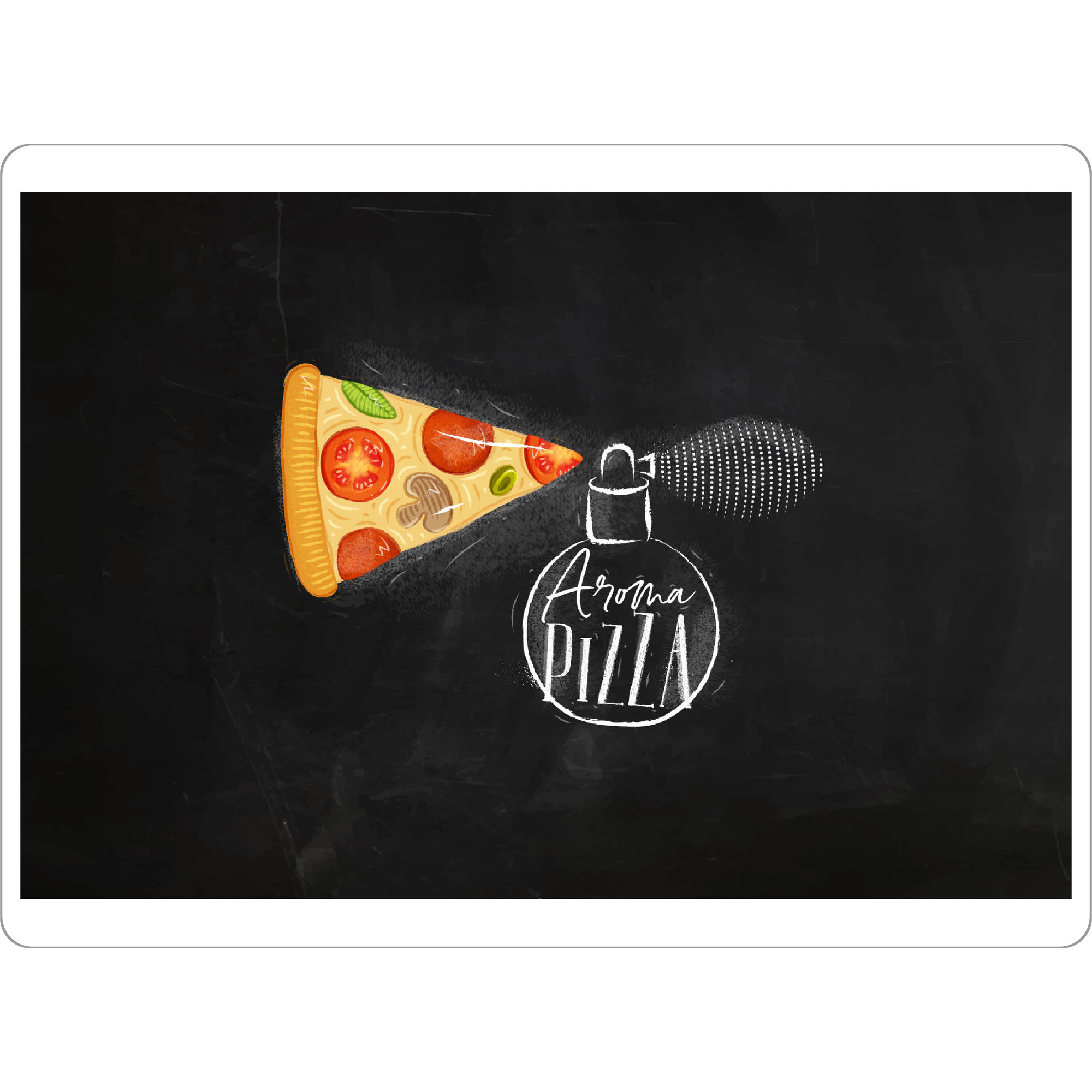 Tischset "Aroma pizza chalk" artboxONE - Essen & Trinken,Schwarzweiß - Pizza,Parfume,Aroma,Retro - Bild pizza