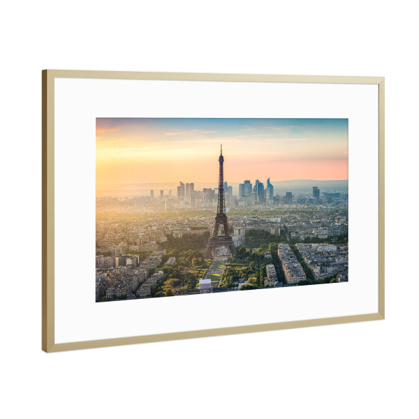 Poster mit Rahmen Gold "PARIS - Skyline mit Eiffelturm" artboxONE - Städte,Reise,Architektur,Städte / Paris
