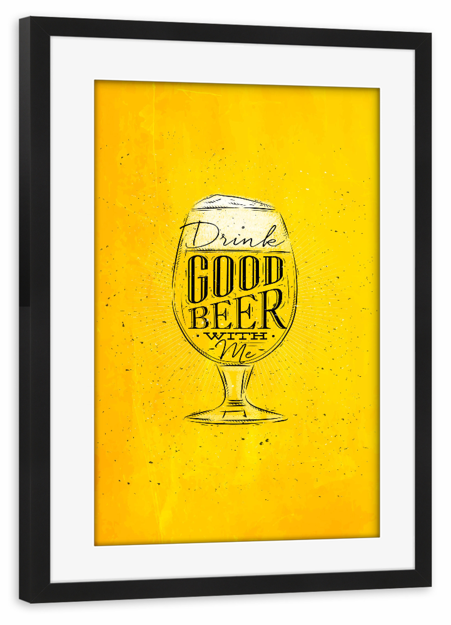 Poster mit Rahmen schwarz "Good beer yellow" artboxONE - Schwarzweiß,Essen & Trinken / Alkohol