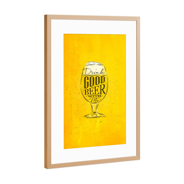 Poster mit Rahmen Kupfer "Good beer yellow" artboxONE - Schwarzweiß,Essen & Trinken / Alkohol