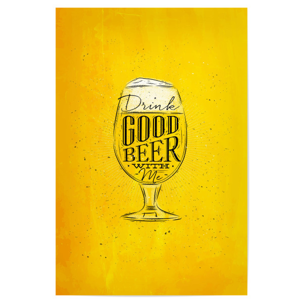Poster "Good beer yellow" artboxONE - Schwarzweiß,Essen & Trinken / Alkohol