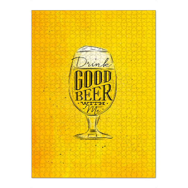 Puzzle Ravensburger "Good beer yellow" artboxONE - Schwarzweiß,Essen & Trinken / Alkohol