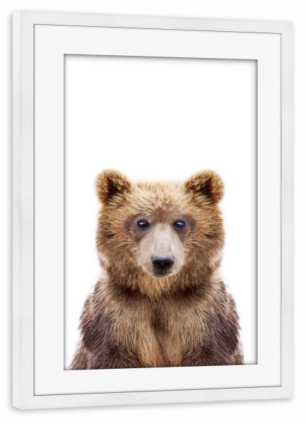 Poster mit Rahmen weiß "Brown Bear" artboxONE - Tiere - Bear,Brown,Grizzly bear,Animal,Woodlands,Forest,Nursery art
