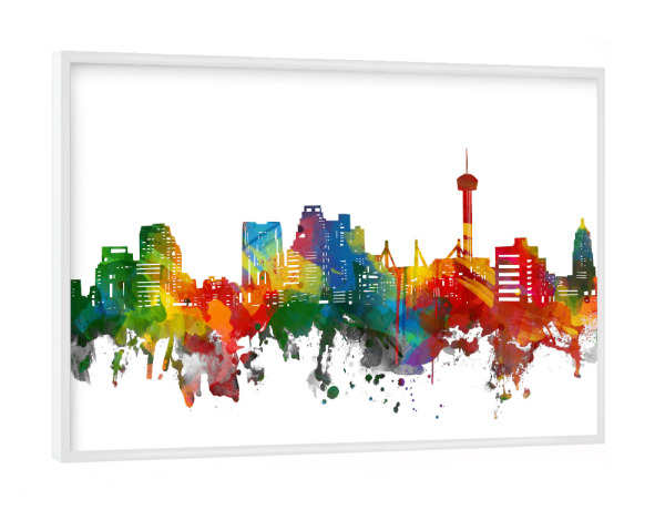 Poster mit weißem Rahmen "San antonio skyline watercolor" artboxONE - Städte,Abstrakt,Architektur - San antonio,Texas,Usa,Urban,Amerika