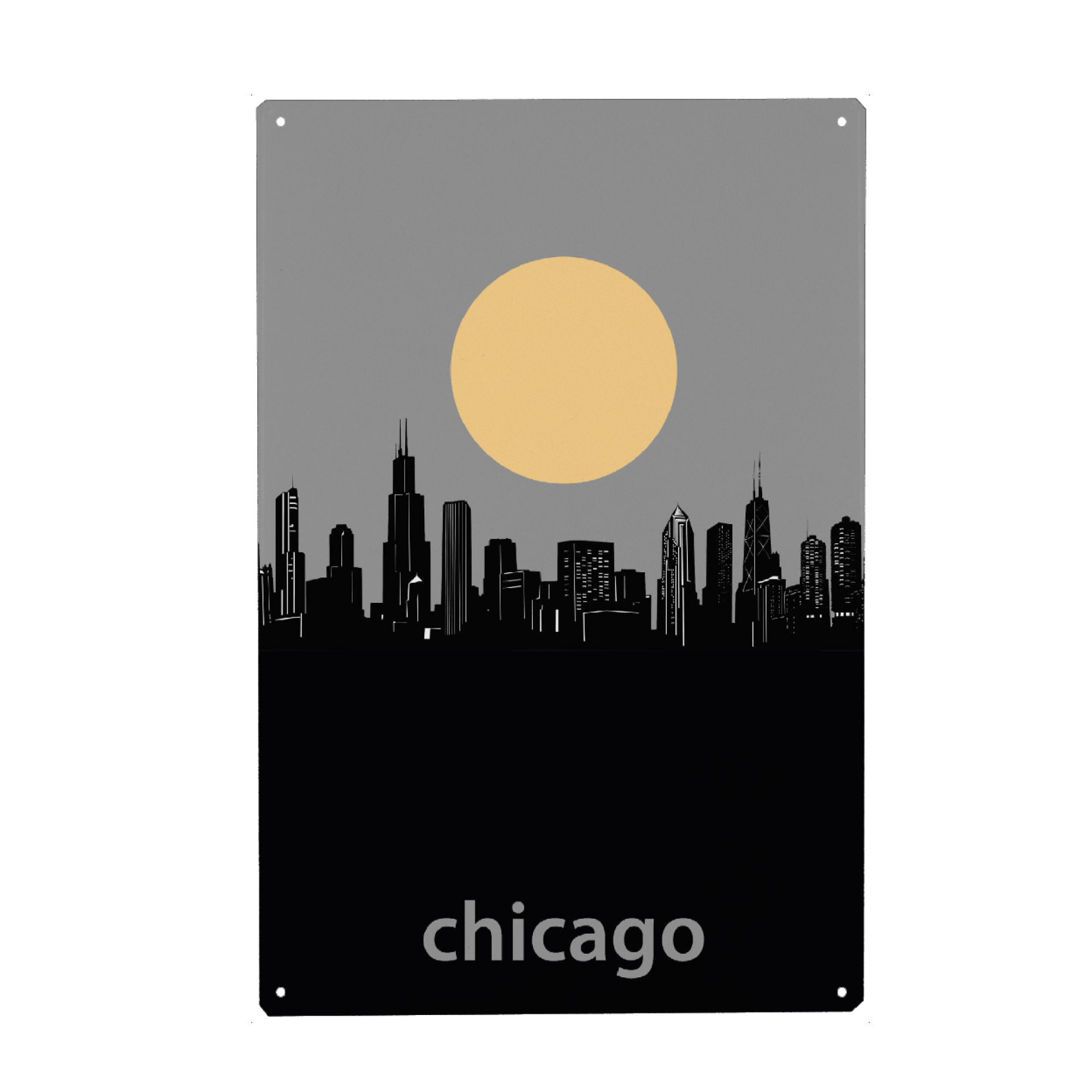 Holzbild "Chicago skyline minimalism" artboxONE - Städte,Städte / Chicago