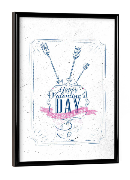 Poster mit schwarzem Rahmen "Happy Valentine's day" artboxONE - Liebe - Cupid,Valentines,Love,Romantic,Arrow