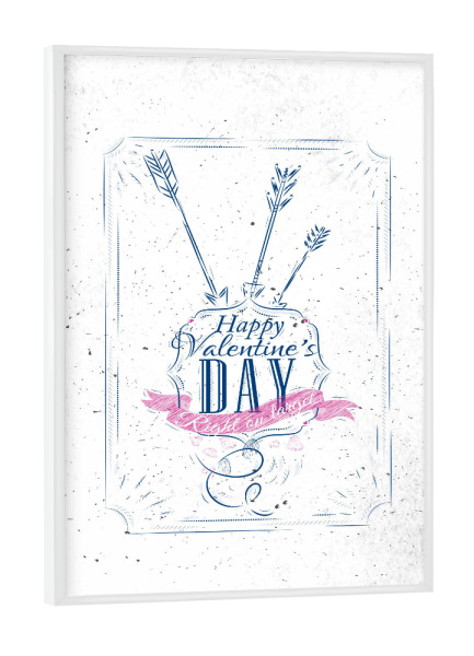 Poster mit weißem Rahmen "Happy Valentine's day" artboxONE - Liebe - Cupid,Valentines,Love,Romantic,Arrow
