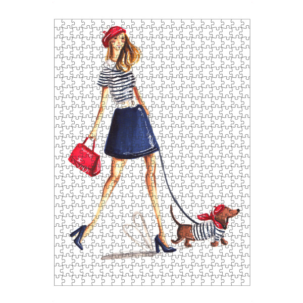 artboxONE Puzzle "Parisienne with Wiener Dog" artboxONE - Tiere,Menschen,Fashion - Parisienne,Paris,Wiener dog,Dog,Sausage dog,Girl