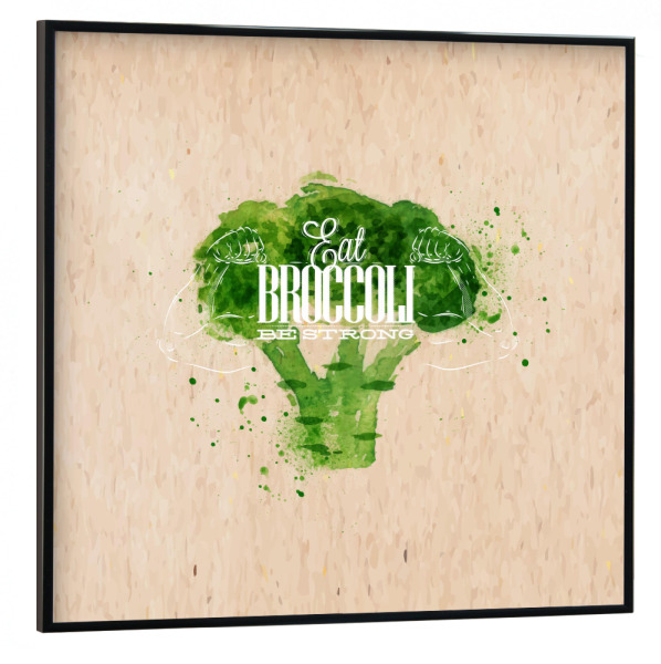 Poster mit schwarzem Rahmen 30x30 cm "Broccoli watercolor" artboxONE - Essen & Trinken / Obst & Gemüse