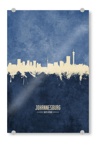 Acrylglasbild "Johannesburg Skyline Navy" artboxONE - Städte - Johannesburg,South africa,Skyline,Cityscape,Painting,Watercolour,Stadtbild