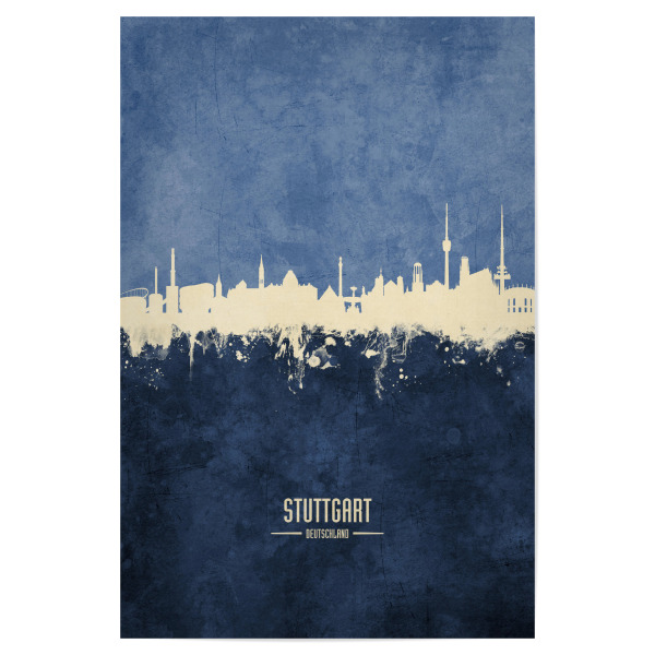 Poster 30x20 cm "Stuttgart Skyline Navy" artboxONE - Städte / Stuttgart - Stuttgart,Germany