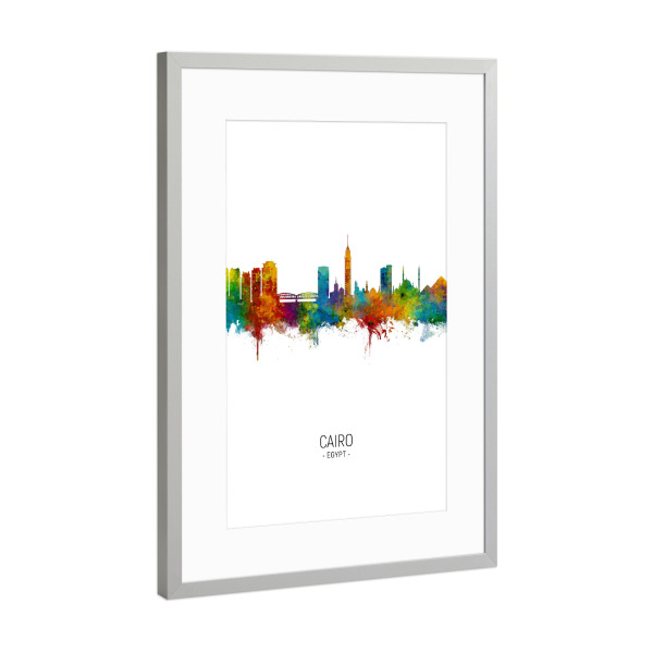 Poster mit Rahmen Silber "Cairo Skyline Portrait" artboxONE - Städte - Cairo,Egypt