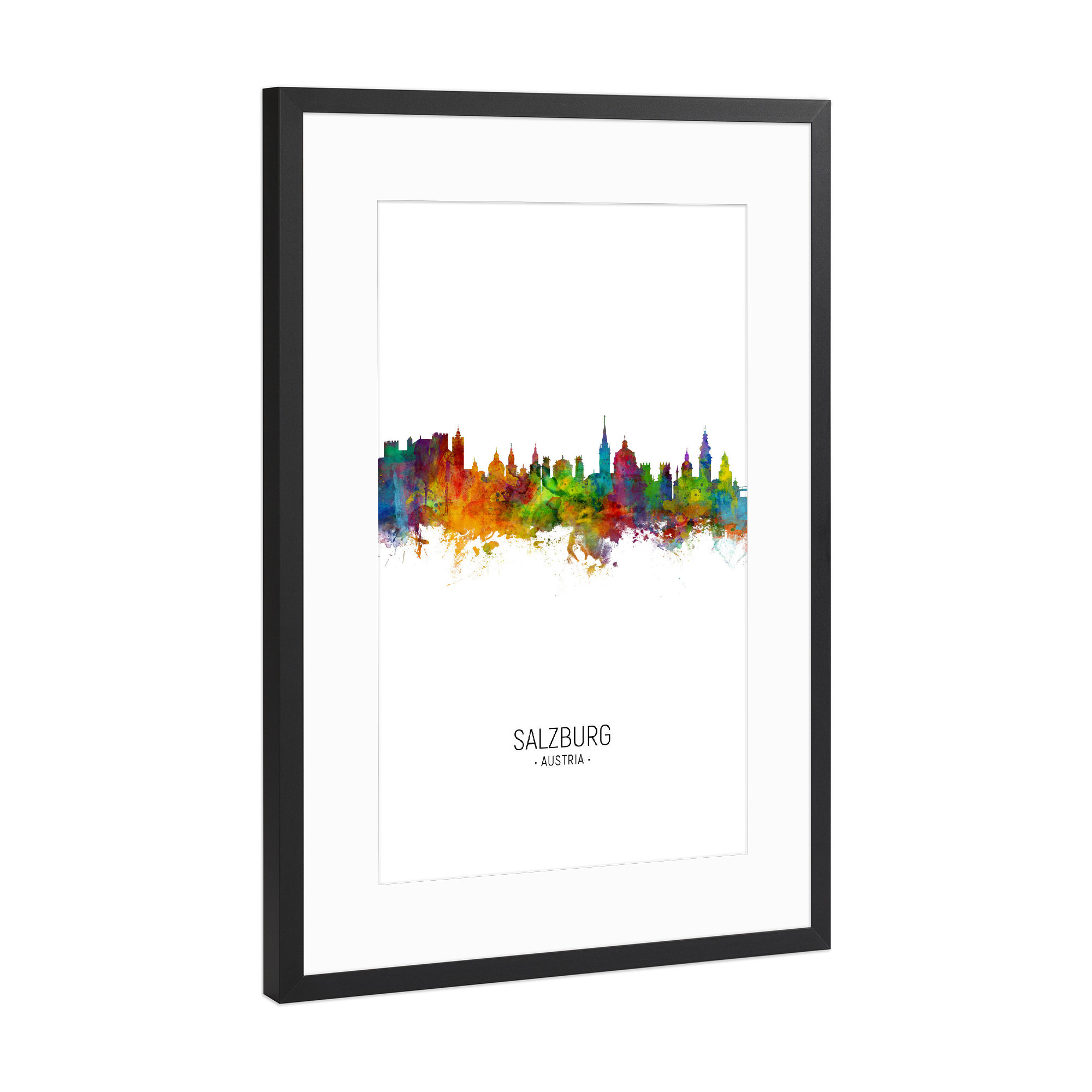 Poster mit Rahmen Schwarz (Metallic) "Salzburg Skyline Portrait" artboxONE - Städte - Salzburg,Austria