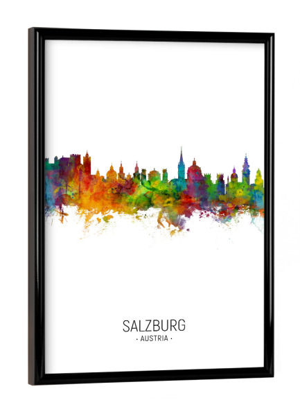 Poster mit schwarzem Rahmen "Salzburg Skyline Portrait" artboxONE - Städte - Salzburg,Austria