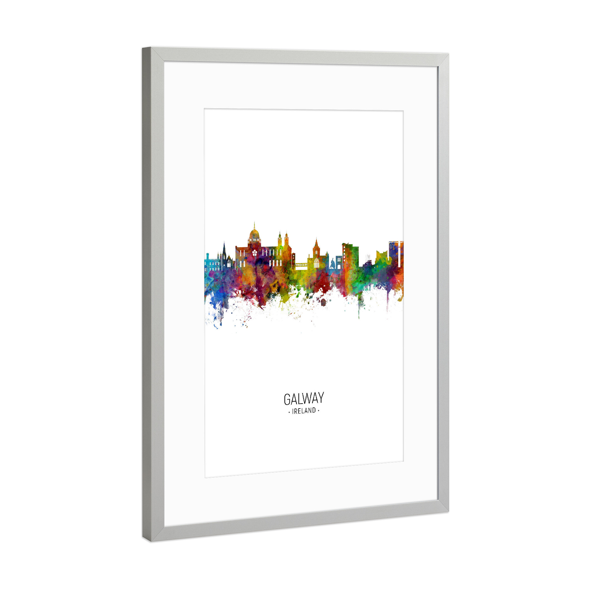 Poster mit Rahmen Silber "Galway Skyline Portrait" artboxONE - Städte - Galway,Ireland