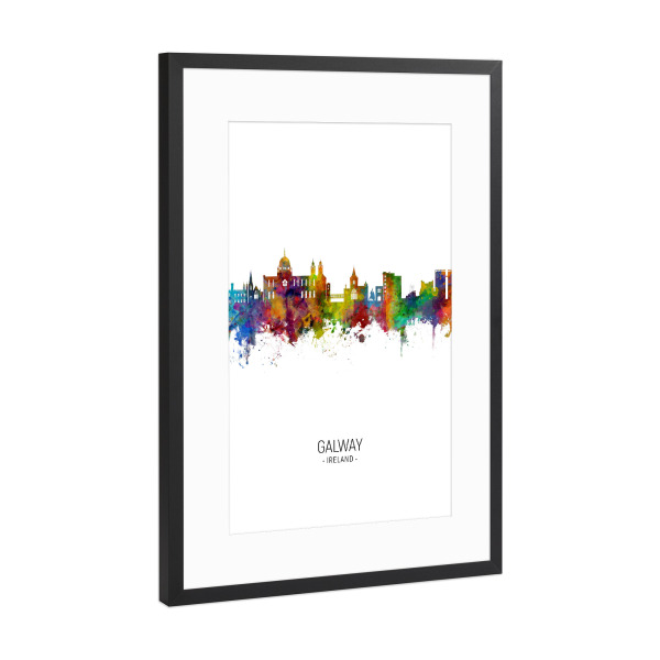 Poster mit Rahmen Schwarz (Metallic) "Galway Skyline Portrait" artboxONE - Städte - Galway,Ireland