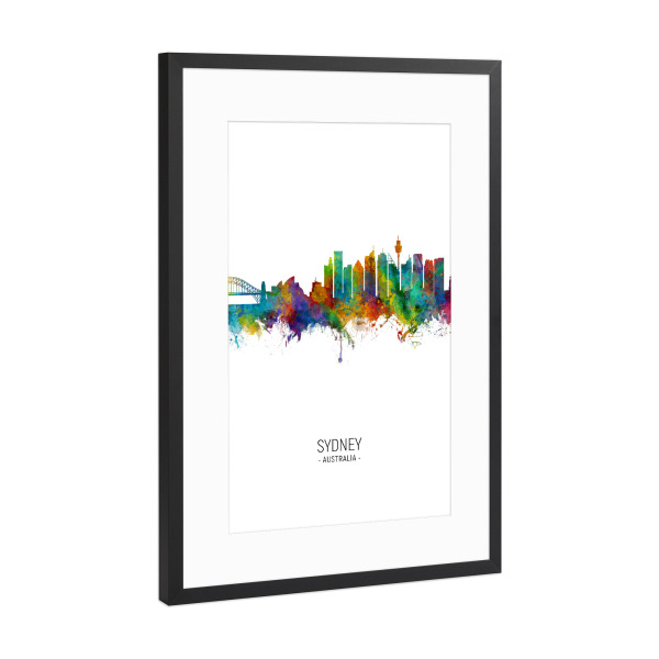 Poster mit Rahmen Schwarz (Metallic) "Sydney Skyline Portrait" artboxONE - Städte / Sydney - Sydney,Australia