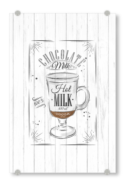 Acrylglasbild "Coffee chocolate milk wood" artboxONE - Essen & Trinken,Schwarzweiß