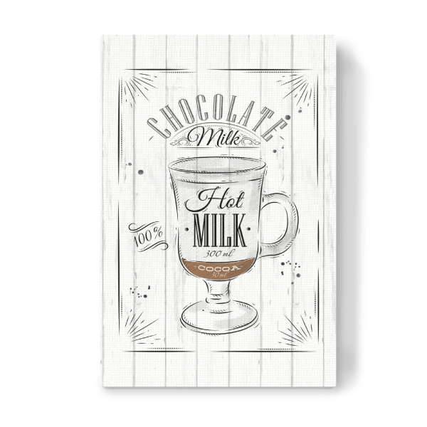 Leinwandbild "Coffee chocolate milk wood" artboxONE - Essen & Trinken,Schwarzweiß