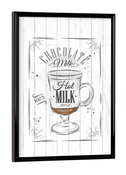 Poster mit schwarzem Rahmen "Coffee chocolate milk wood" artboxONE - Essen & Trinken,Schwarzweiß