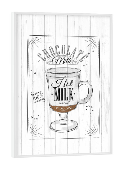 Poster mit weißem Rahmen "Coffee chocolate milk wood" artboxONE - Essen & Trinken,Schwarzweiß