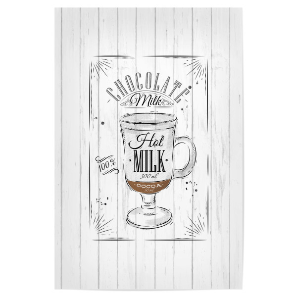 Poster 30x20 cm "Coffee chocolate milk wood" artboxONE - Essen & Trinken,Schwarzweiß