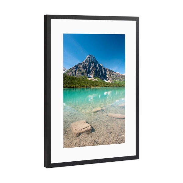 Poster mit Rahmen Schwarz (Metallic) "Mistaya lake banff national park" artboxONE - Natur,Reise