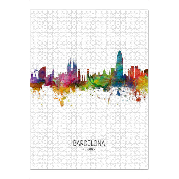 Puzzle Ravensburger "Barcelona Skyline Portrait" artboxONE - Städte / Barcelona - Barcelona,Spain,Skyline,Cityscape,Painting,Watercolour,Stadtbild