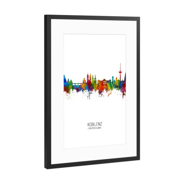 Poster mit Rahmen Schwarz (Metallic) "Koblenz Skyline Portrait" artboxONE - Städte - Koblenz,Germany