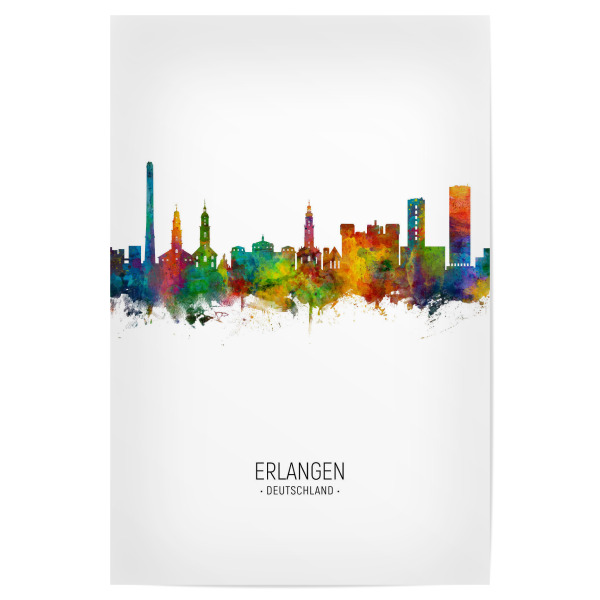 Poster "Erlangen Skyline Portrait" artboxONE - Städte - Erlangen,Germany,Skyline,Cityscape,Painting,Watercolour,Stadtbild