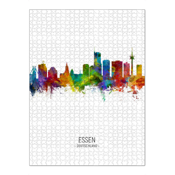 Puzzle Ravensburger "Essen Skyline Portrait" artboxONE - Städte - Essen,Germany,Skyline,Cityscape,Painting,Watercolour,Stadtbild - Bild essen