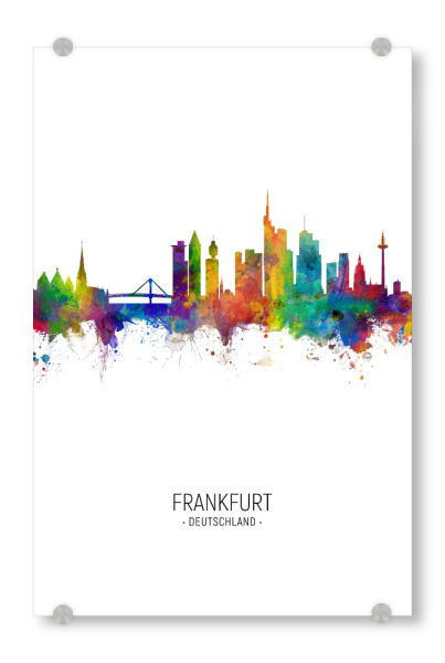 Acrylglasbild "Frankfurt Skyline Portrait" artboxONE - Städte / Frankfurt - Frankfurt,Germany,Skyline,Cityscape,Painting,Watercolour,Stadtbild
