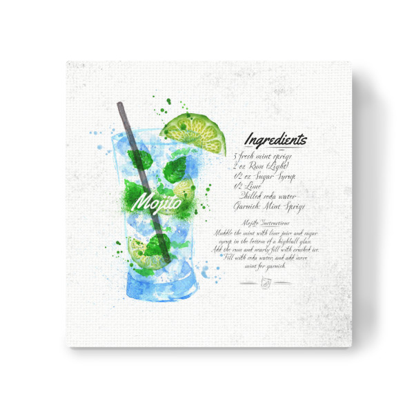 Leinwandbild "Mojito cocktail watercolor" artboxONE - Fashion,Für Mama,Für Papa,Essen & Trinken / Alkohol - Cocktail,Watercolor,Drink,Alcohol,Mojito