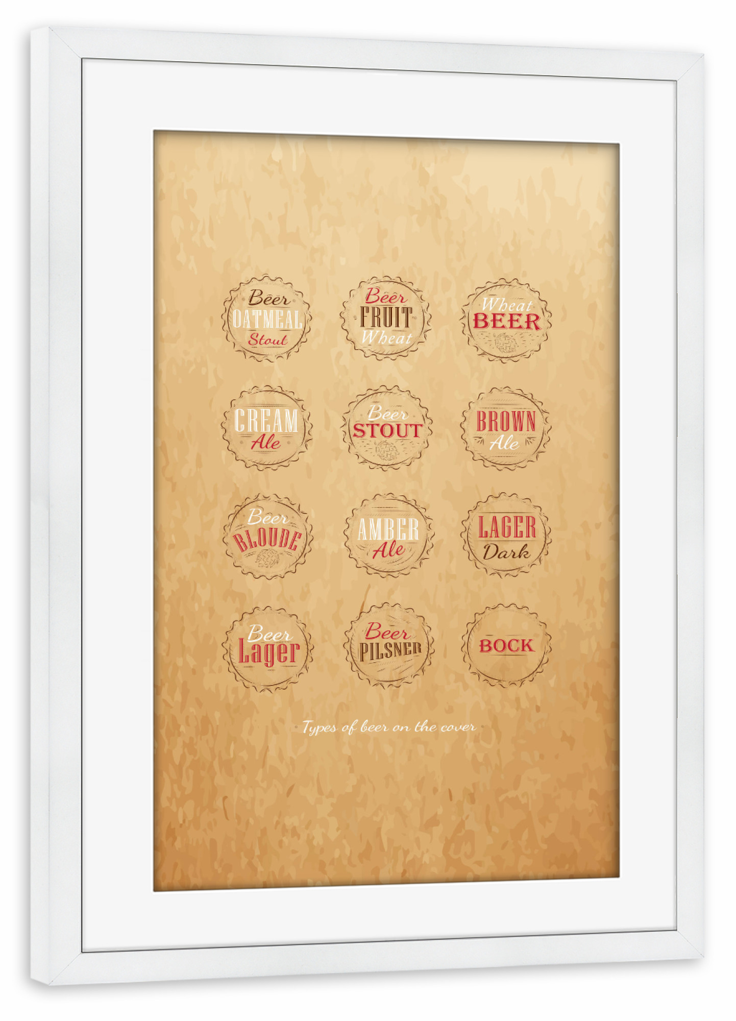 Poster mit Rahmen weiß "Beer caps craft" artboxONE - Essen & Trinken / Alkohol