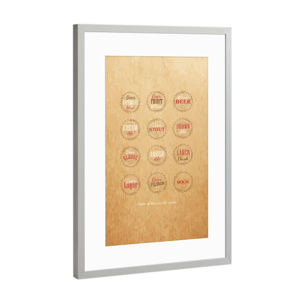Poster mit Rahmen Silber "Beer caps craft" artboxONE - Essen & Trinken / Alkohol