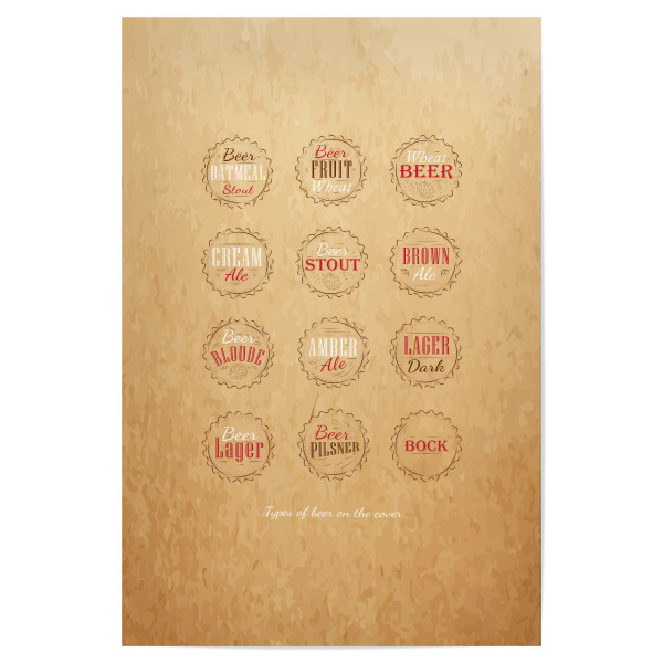 Poster "Beer caps craft" artboxONE - Essen & Trinken / Alkohol - Beer,Alcohol,Stout,Caps,Old,Premium,Cork,Bottle,Collection,Sorts,Quality,Vintage