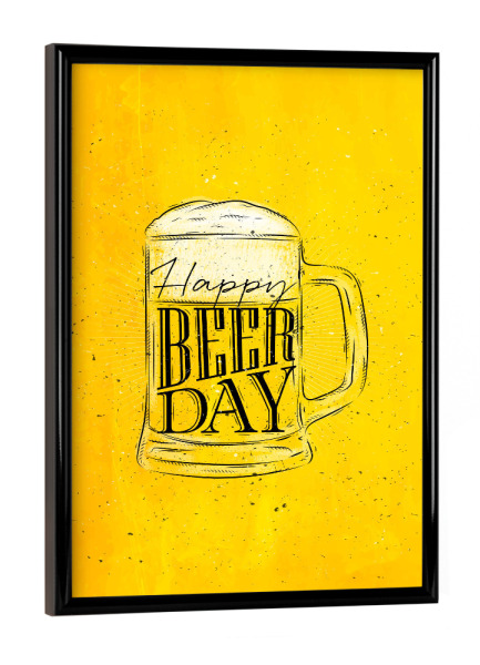 Poster mit schwarzem Rahmen "Beer day yellow" artboxONE - Schwarzweiß,Fashion,Für Mama,Für Papa,Essen & Trinken / Alkohol