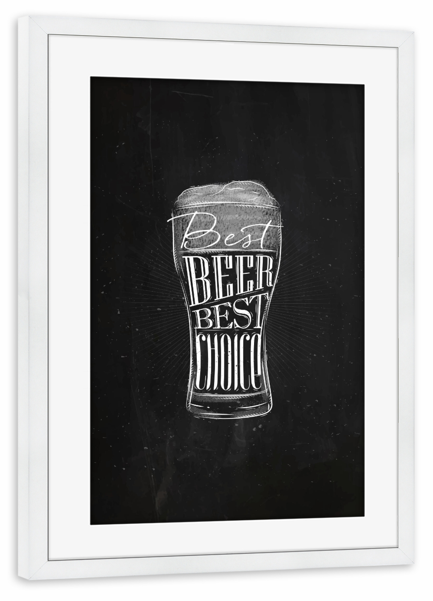 Poster mit Rahmen weiß "Best beer chalk" artboxONE - Essen & Trinken,Schwarzweiß,Essen & Trinken / Alkohol