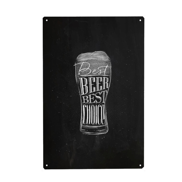 Holzbild "Best beer chalk" artboxONE - Essen & Trinken,Schwarzweiß,Essen & Trinken / Alkohol