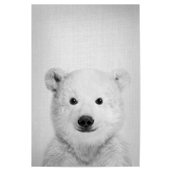 Poster "Baby Polar Bear - Black & White" artboxONE - Für Kinder,Tiere,Schwarzweiß