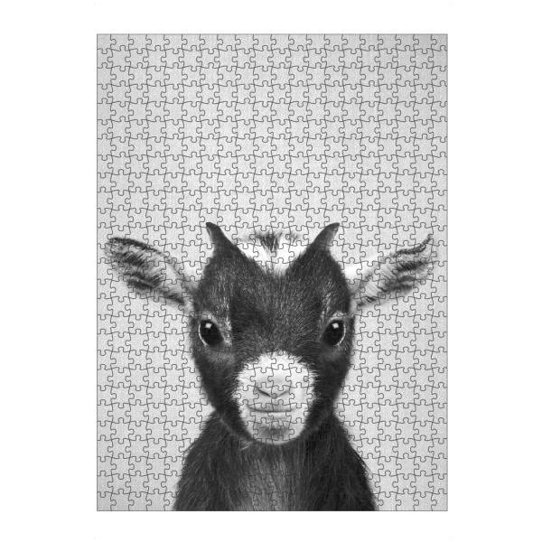 Puzzle Ravensburger "Baby Goat - Black & White" artboxONE - Für Kinder,Tiere,Schwarzweiß