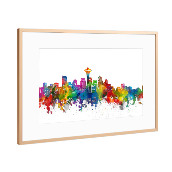 Poster mit Rahmen Kupfer "Seattle skyline watercolor" artboxONE - Städte,Reise,Abstrakt,Architektur