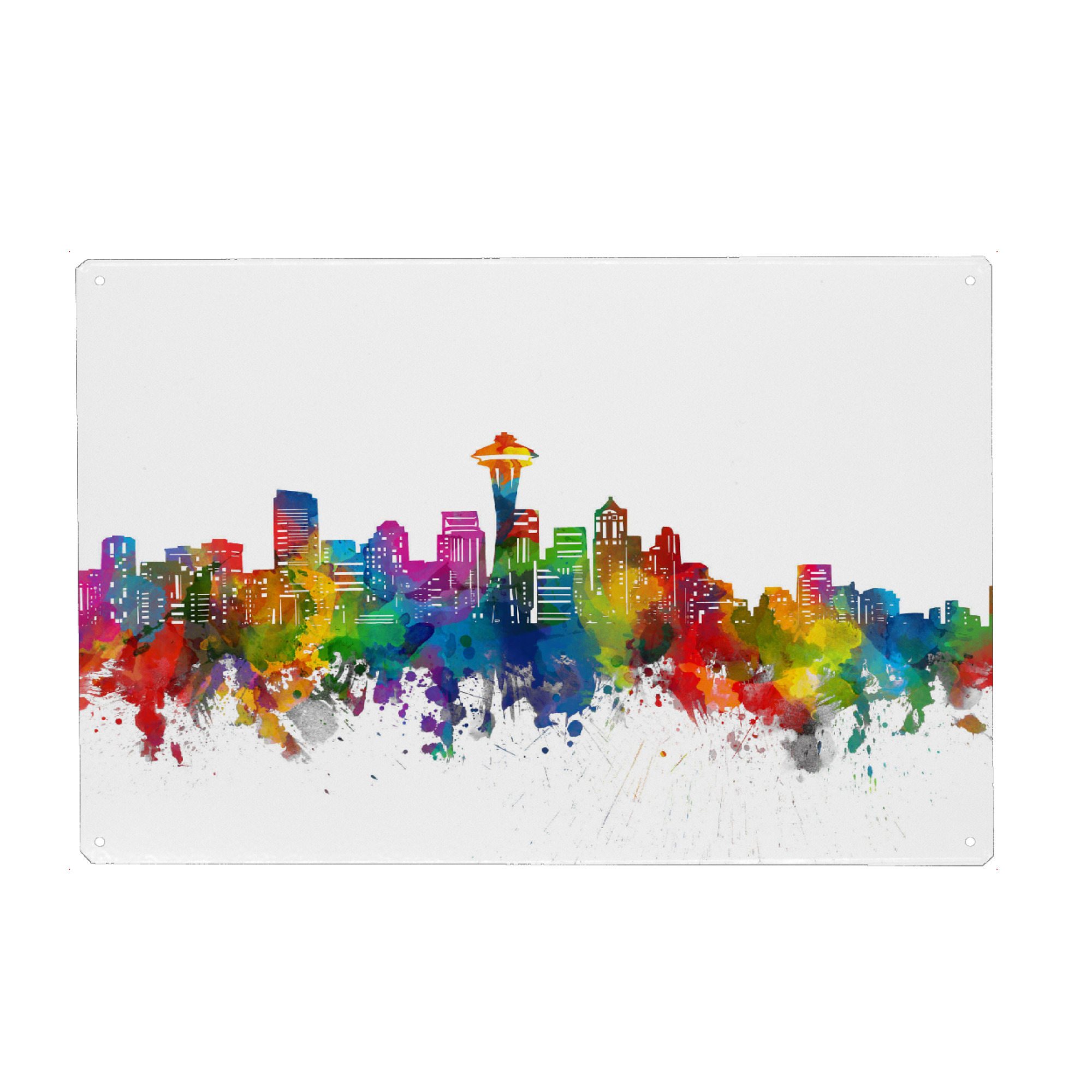 Metall Poster "Seattle skyline watercolor" artboxONE - Städte,Reise,Abstrakt,Architektur
