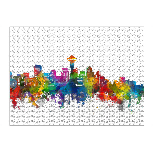 Puzzle Ravensburger "Seattle skyline watercolor" artboxONE - Städte,Reise,Abstrakt,Architektur